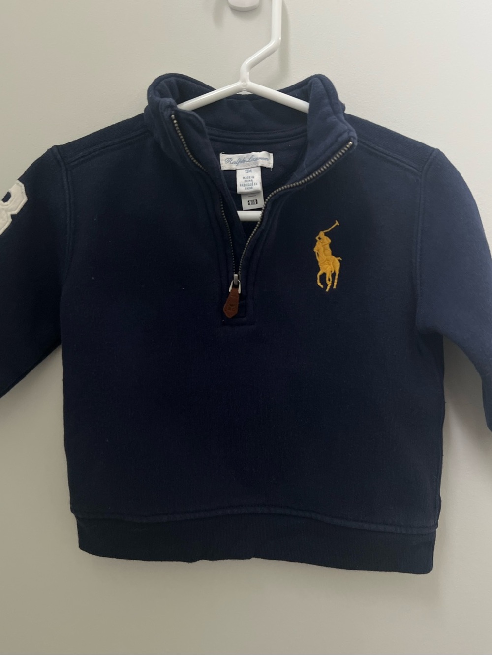 Polo by Ralph Lauren Navy Half-Zip Sweatshirt with Yellow Pony - Kids